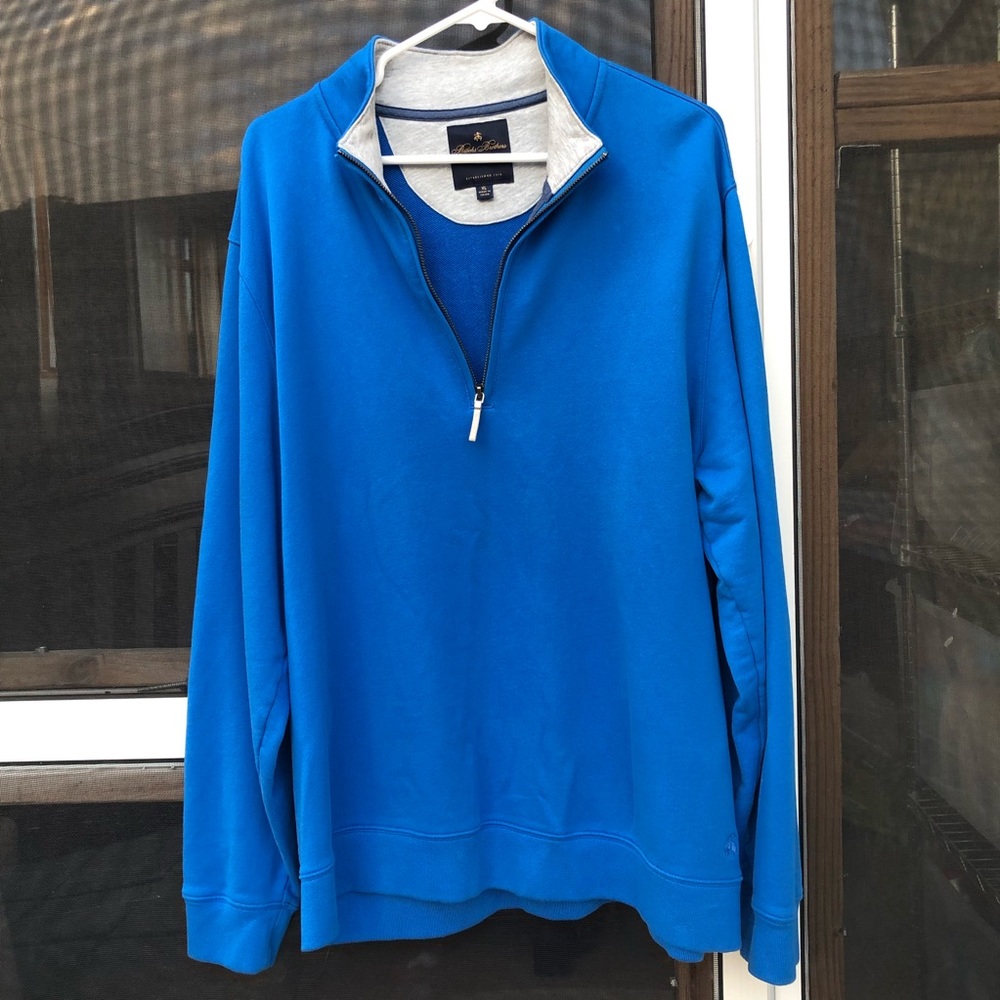 - BROOKS BROTHERS Blue Men’s Shirt Sweater 1/3‎ Zíper Front Long Sleeves Sz XL